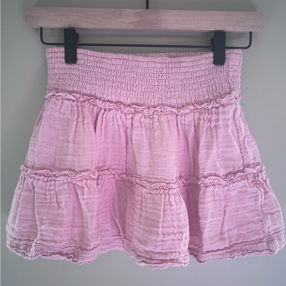 GAP Pink Bubble Mini Skirt with Smocked Tiered Design